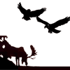 Bull Moose with Eagles Flying